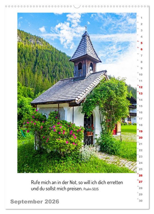 Produktbild: Kapellen mit Bibelzitaten (hochwertiger Premium Wandkalender 2026 DIN A2 hoch), Kunstdruck in Hochglanz