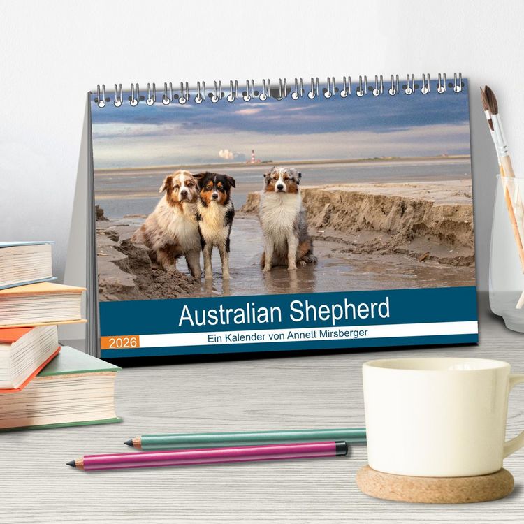 Produktbild: Australian Shepherd 2026 (Tischkalender 2026 DIN A5 quer), CALVENDO Monatskalender