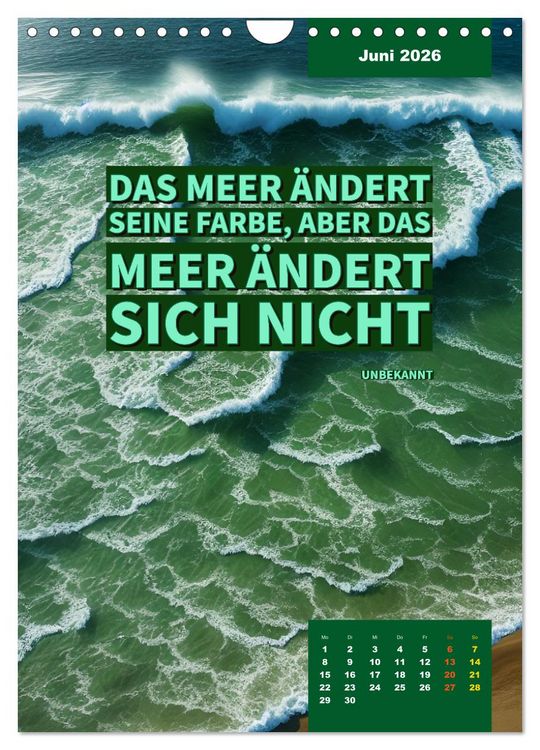 Produktbild: Verr&uuml;ckt nach MEER - Wellen - Strand - Zitate (Wandkalender 2026 DIN A4 hoch), CALVENDO Monatskalender