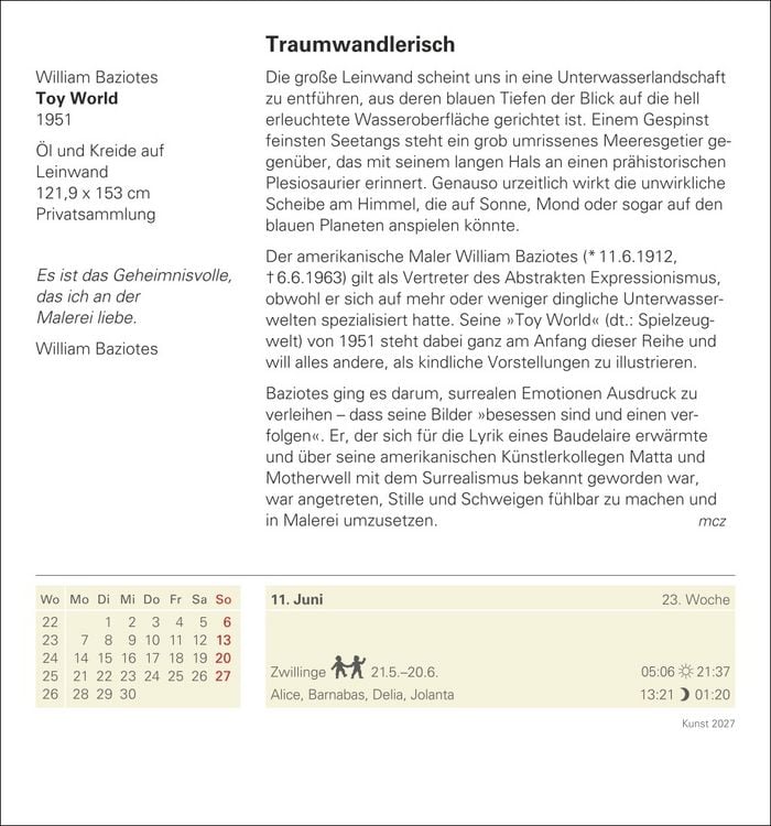 Produktbild: Kunst Tagesabrei&szlig;kalender 2027 - Kulturkalender - K&uuml;nstler, Werke, Museen