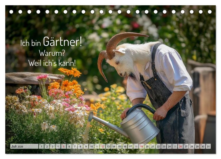 Produktbild: Den Bock zum G&auml;rtner gemacht (Tischkalender 2026 DIN A5 quer), CALVENDO Monatskalender