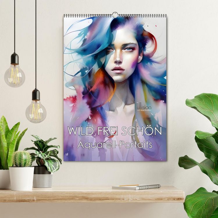 Produktbild: WILD FREI SCH&Ouml;N Aquarell-Portraits (Wandkalender 2026 DIN A2 hoch), CALVENDO Monatskalender