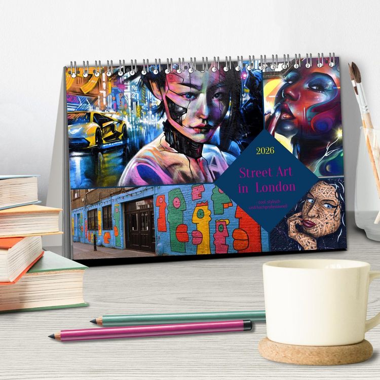Produktbild: Street Art in London - cool, stylisch und hochprofessionell (Tischkalender 2026 DIN A5 quer), CALVENDO Monatskalender