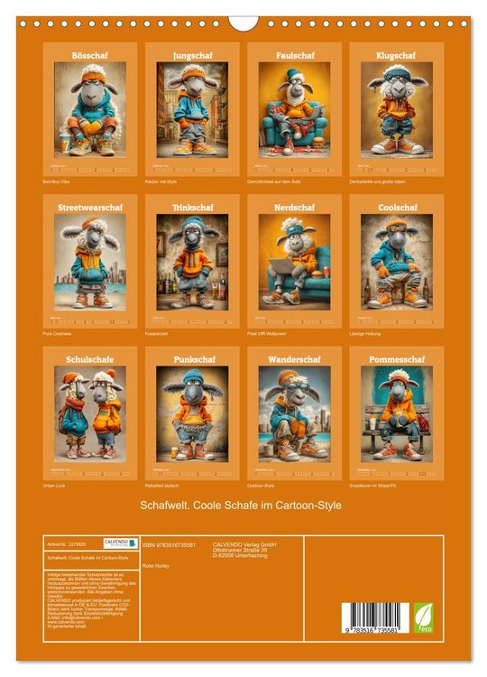 Produktbild: Schafwelt. Coole Schafe im Cartoon-Style (Wandkalender 2026 DIN A3 hoch), CALVENDO Monatskalender