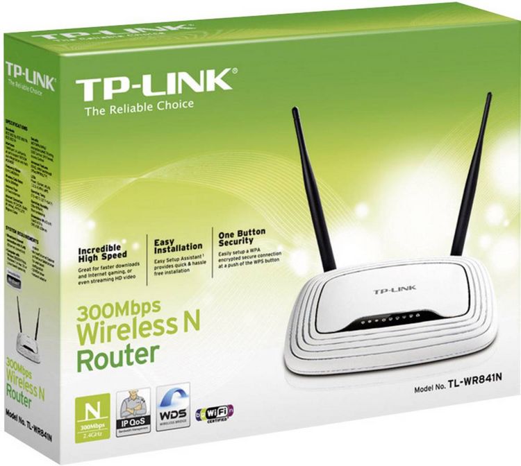 Produktbild: TP-LINK TL-WR841N WLAN Router 2.4 GHz 300 MBit/s