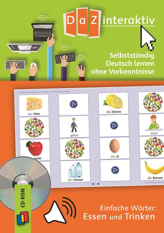 Produktbild: Selbstständig Deutsch lernen ohne Vorkenntnisse – einfache Wörter: Essen und Trinken – Pro-Lizenz