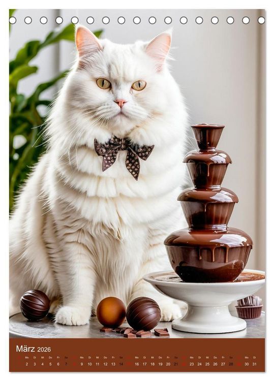 Produktbild: FETTE KATZEN - Foodporn auf vier Pfoten (Tischkalender 2026 DIN A5 hoch), CALVENDO Monatskalender
