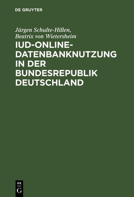 Produktbild: IuD-online-Datenbanknutzung in der Bundesrepublik Deutschland