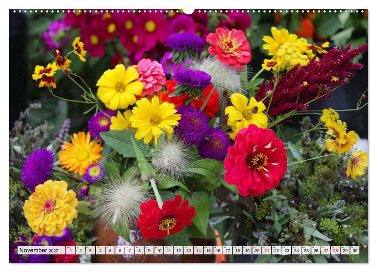 Produktbild: Blumen, bunt gemischt (hochwertiger Premium Wandkalender 2027 DIN A2 quer), Kunstdruck in Hochglanz