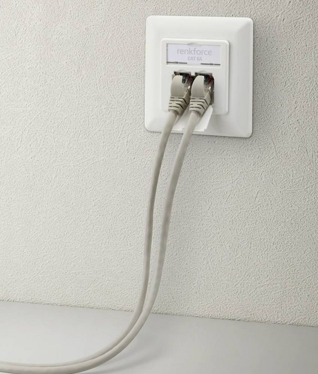 Produktbild: Renkforce Netzwerkdose Unterputz Einsatz CAT 6a 2 Port Wei&szlig;