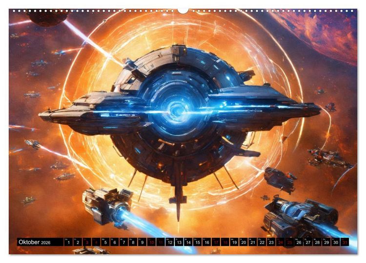 Produktbild: Futuristische Weltraumschlachten (hochwertiger Premium Wandkalender 2026 DIN A2 quer), Kunstdruck in Hochglanz