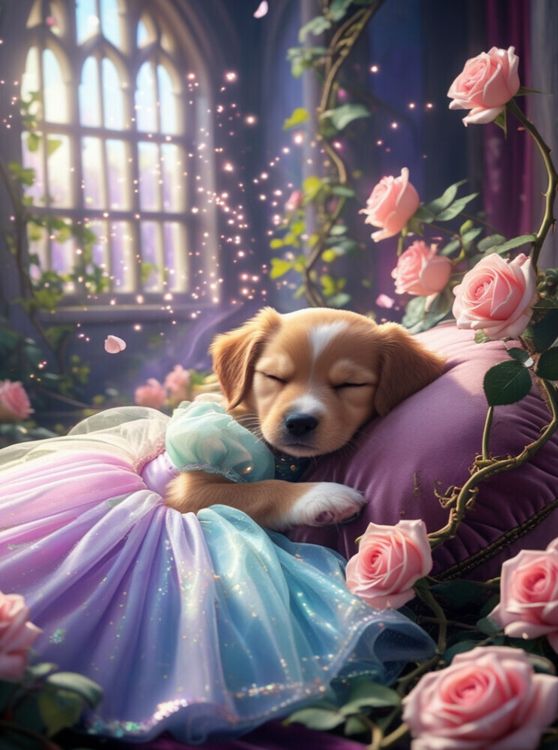 Produktbild: CALVENDO Puzzle Dornr&ouml;schen Hundewelpe | 2000 Teile Lege-Gr&ouml;&szlig;e 90x67cm Foto-Puzzle f&uuml;r gl&uuml;ckliche Stunden