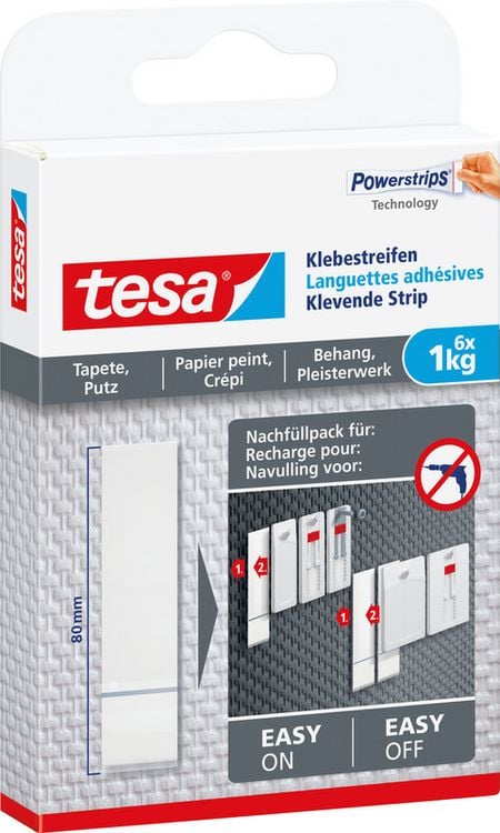 Produktbild: TESA&reg; Powerstrips&reg; Klebestreifen f&uuml;r Tapete & Putz, weiss