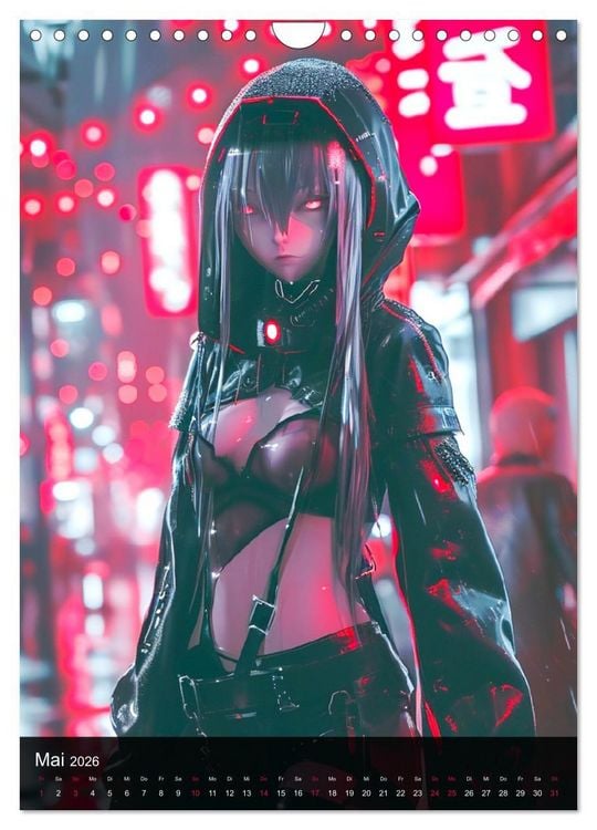 Produktbild: Manga-Comics. Cyberpunk Anime. Science Fiction Girls (Wandkalender 2026 DIN A4 hoch), CALVENDO Monatskalender