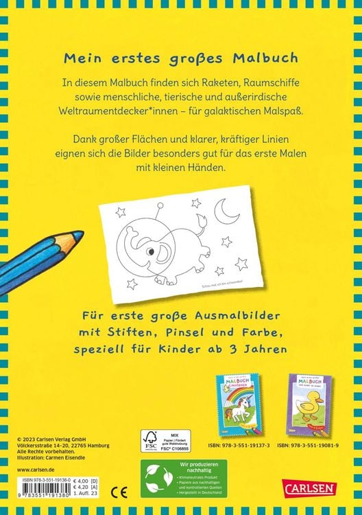 Produktbild: Ausmalbilder f&uuml;r Kita-Kinder: Mein erstes gro&szlig;es Malbuch: Im Weltall