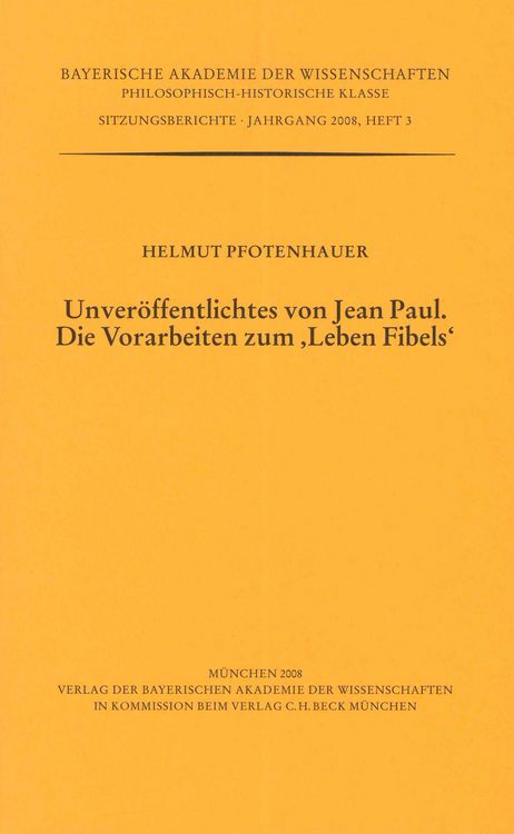 Produktbild: Unver&ouml;ffentlichtes von Jean Paul. Die Vorarbeiten zum 'Leben Fibels'