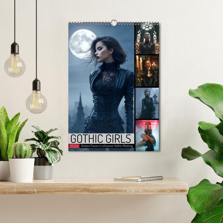 Produktbild: Gothic Girls - d&uuml;stere Frauen in schwarzer Gothic-Kleidung (Wandkalender 2026 DIN A3 hoch), CALVENDO Monatskalender