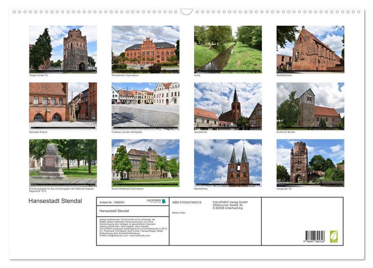 Produktbild: Hansestadt Stendal (Wandkalender 2026 DIN A2 quer), CALVENDO Monatskalender