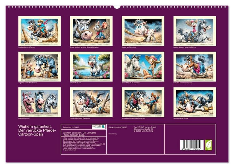 Produktbild: Wiehern garantiert. Der verr&uuml;ckte Pferde-Cartoon-Spa&szlig; (hochwertiger Premium Wandkalender 2026 DIN A2 quer), Kunstdruck in Hochglanz
