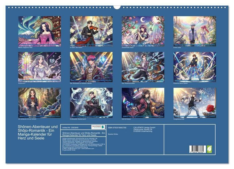 Produktbild: Shōnen-Abenteuer und Shōjo-Romantik - Ein Manga-Kalender f&uuml;r Herz und Seele (Wandkalender 2026 DIN A2 quer), CALVENDO Monatskalender