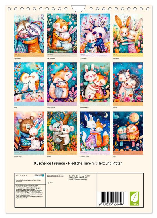 Produktbild: Kuschelige Freunde - Niedliche Tiere mit Herz und Pfoten (Wandkalender 2026 DIN A4 hoch), CALVENDO Monatskalender
