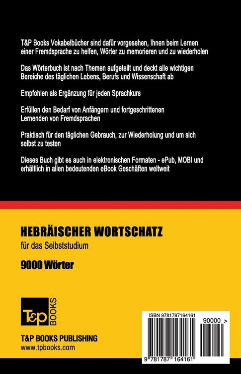 Produktbild: Wortschatz Deutsch-Hebr&auml;isch f&uuml;r das Selbststudium - 9000 W&ouml;rter
