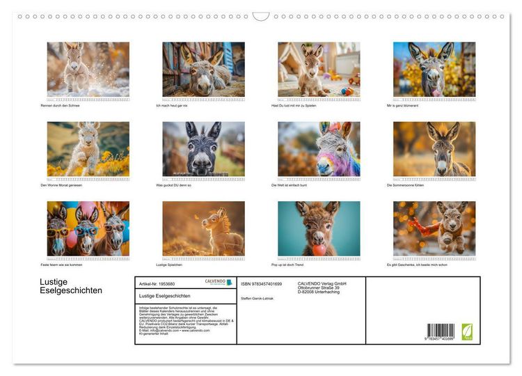 Produktbild: Lustige Eselgeschichten (Wandkalender 2026 DIN A2 quer), CALVENDO Monatskalender