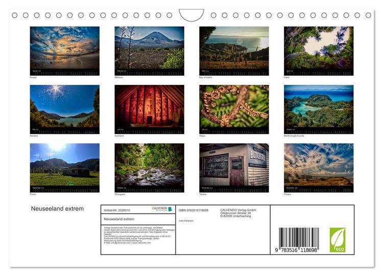 Produktbild: Neuseeland extrem (Wandkalender 2026 DIN A4 quer), CALVENDO Monatskalender