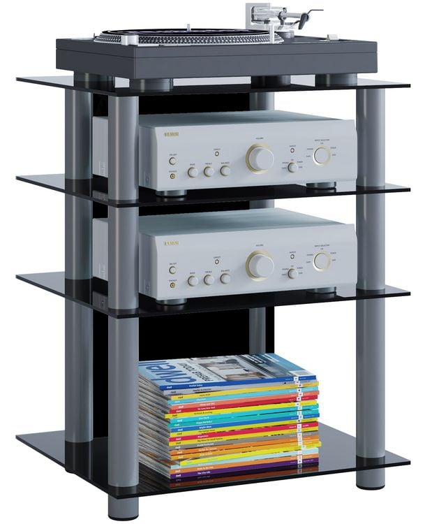 Produktbild: Hifi M&ouml;bel Rack Alu Glas Phono Mediaregal Bilus