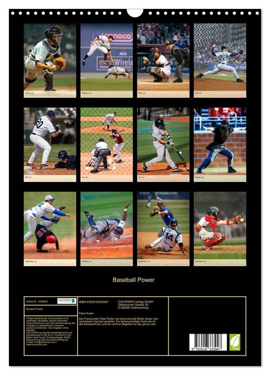 Produktbild: Baseball Power (Wandkalender 2026 DIN A3 hoch), CALVENDO Monatskalender
