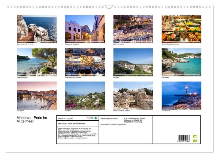 Produktbild: Menorca - Perle im MIttelmeer (Wandkalender 2027 DIN A2 quer), CALVENDO Monatskalender