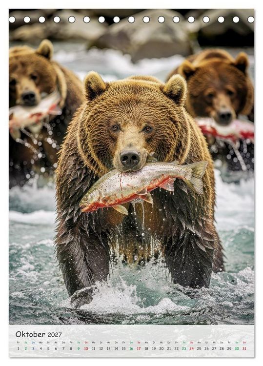 Produktbild: Grizzlyb&auml;ren und Lachse (Tischkalender 2027 DIN A5 hoch), CALVENDO Monatskalender