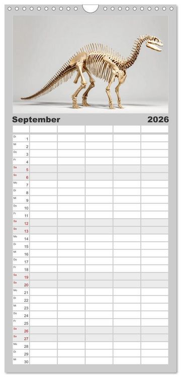 Produktbild: Familienplaner 2026 - Knochen der Giganten - Dinosaurier im Portr&auml;t mit 5 Spalten (Wandkalender, 21 x 45 cm) CALVENDO
