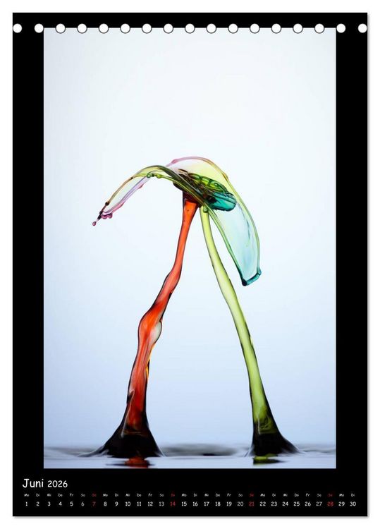 Produktbild: Au&szlig;ergew&ouml;hnliche Kunst - Wasser Tropfenfotografie (Tischkalender 2026 DIN A5 hoch), CALVENDO Monatskalender