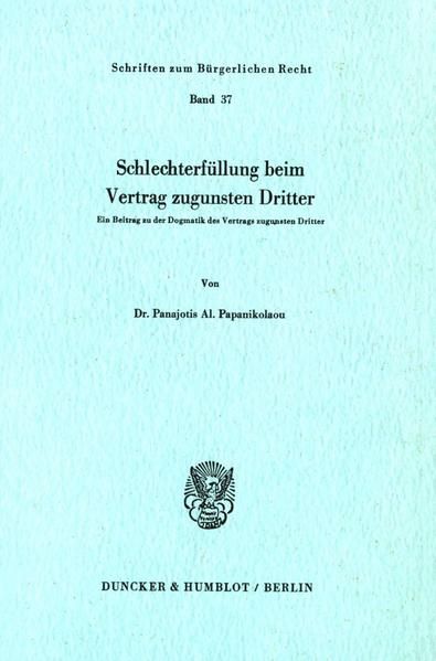 Produktbild: Schlechterf&uuml;llung beim Vertrag zugunsten Dritter.