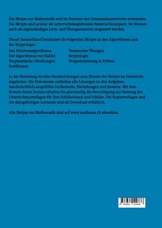 Produktbild: Skripte zur Mathematik - Algorithmen & Kryptologie