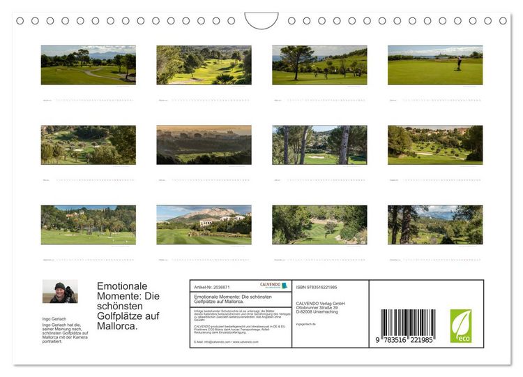 Produktbild: Emotionale Momente: Die sch&ouml;nsten Golfpl&auml;tze auf Mallorca. (Wandkalender 2026 DIN A4 quer), CALVENDO Monatskalender