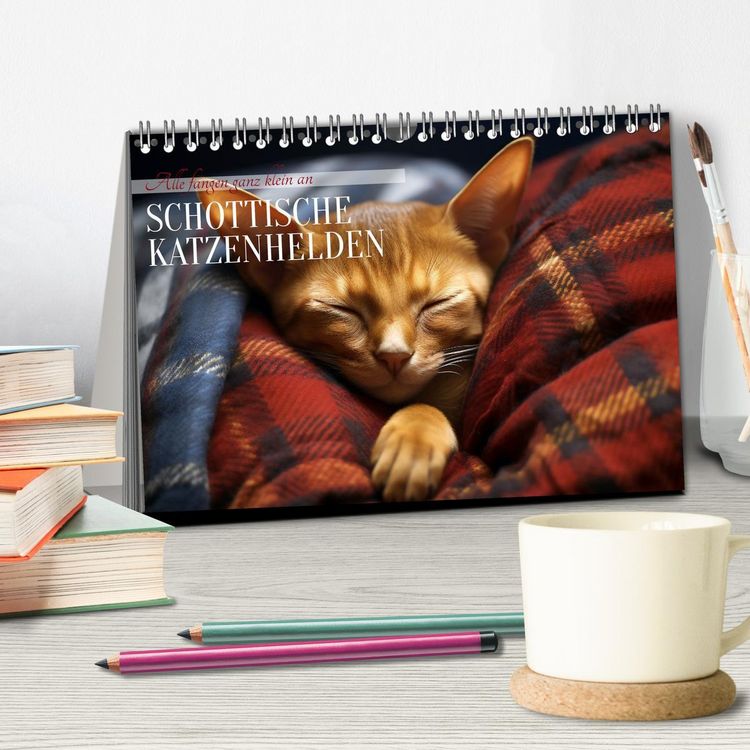 Produktbild: Schottische Katzenhelden (Tischkalender 2026 DIN A5 quer), CALVENDO Monatskalender