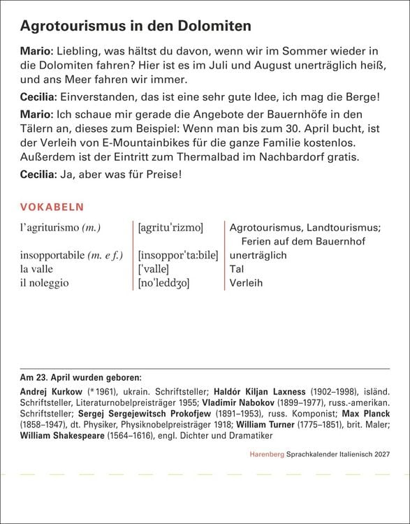 Produktbild: Italienisch Sprachkalender 2027 - Italienisch lernen leicht gemacht - Tagesabrei&szlig;kalender