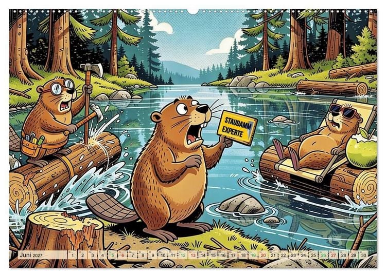 Produktbild: Lustige Biber - Comic (Wandkalender 2027 DIN A2 quer), CALVENDO Monatskalender