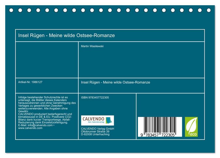 Produktbild: Insel R&uuml;gen - Meine wilde Ostsee-Romanze (Tischkalender 2026 DIN A5 quer), CALVENDO Monatskalender