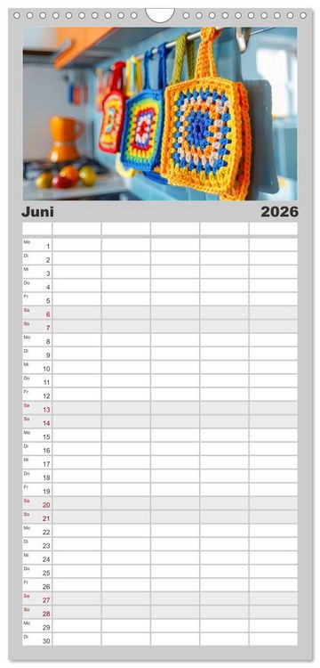 Produktbild: Familienplaner 2026 - Granny Square Kunst - Ein Jahr voller kreativer H&auml;kelideen mit 5 Spalten (Wandkalender, 21 x 45 cm) CALVENDO
