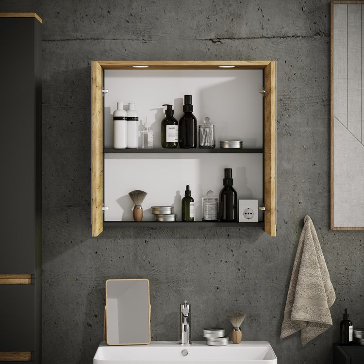 Produktbild: LED Bad Spiegelschrank Steckdose 59x60x23 Cosila