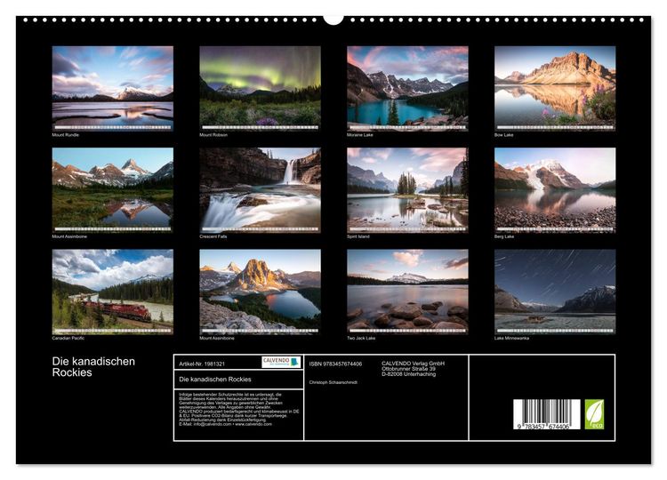 Produktbild: Die kanadischen Rockies (hochwertiger Premium Wandkalender 2026 DIN A2 quer), Kunstdruck in Hochglanz