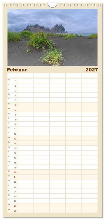 Produktbild: Familienplaner 2027 - Naturwunder in Island mit 5 Spalten (Wandkalender, 21 x 45 cm) CALVENDO