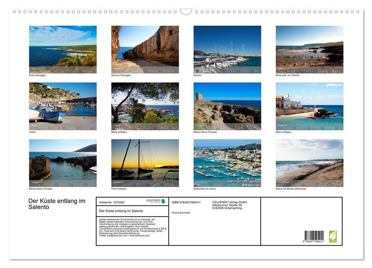 Produktbild: Der K&uuml;ste entlang im Salento (Wandkalender 2026 DIN A2 quer), CALVENDO Monatskalender