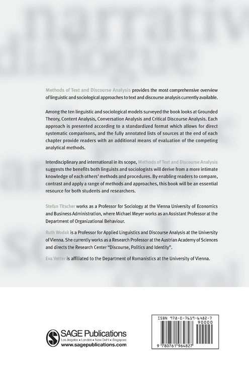 Produktbild: Methods of Text and Discourse Analysis