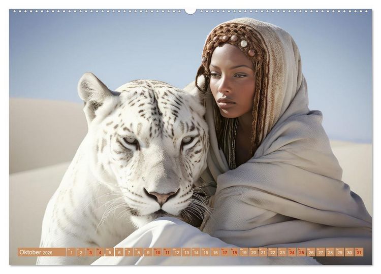 Produktbild: Mensch und Tier &ndash; W&uuml;stenfantasien (hochwertiger Premium Wandkalender 2026 DIN A2 quer), Kunstdruck in Hochglanz