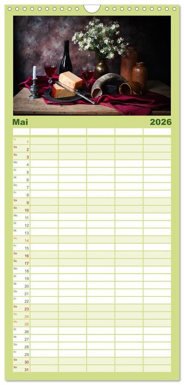 Produktbild: Familienplaner 2026 - Stillleben Alte Meister mit 5 Spalten (Wandkalender, 21 x 45 cm) CALVENDO