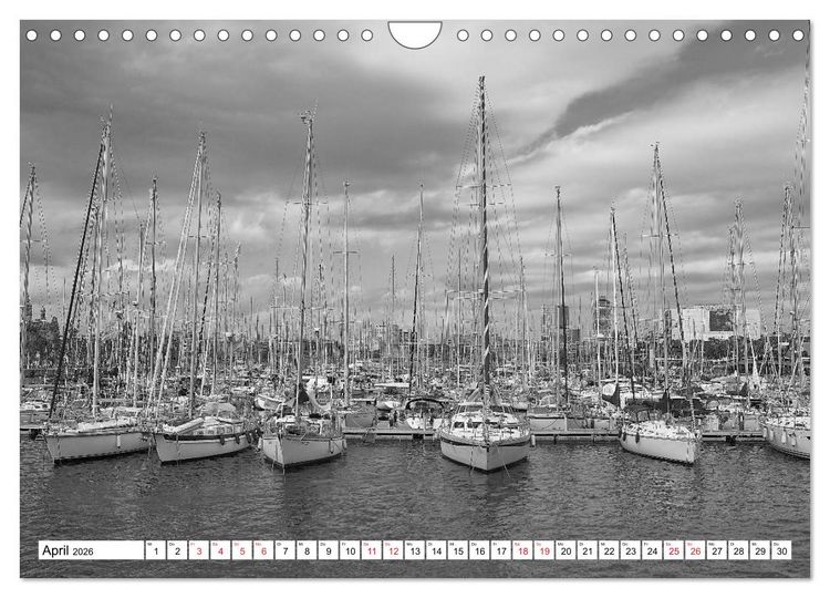Produktbild: Barcelona Schwarz / Wei&szlig; Impressionen (Wandkalender 2026 DIN A4 quer), CALVENDO Monatskalender